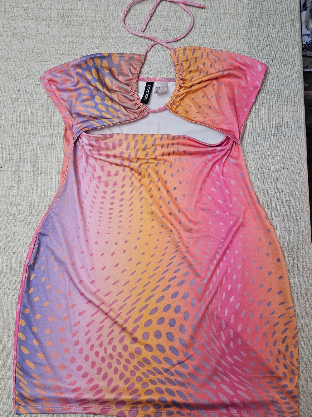 H&M DIVIDED Brand Pink Gradient Halter Mini Dress